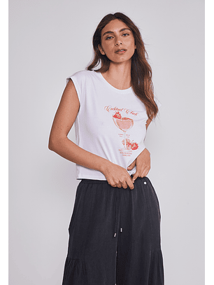 Polera Mujer Drinks Blanco Sioux