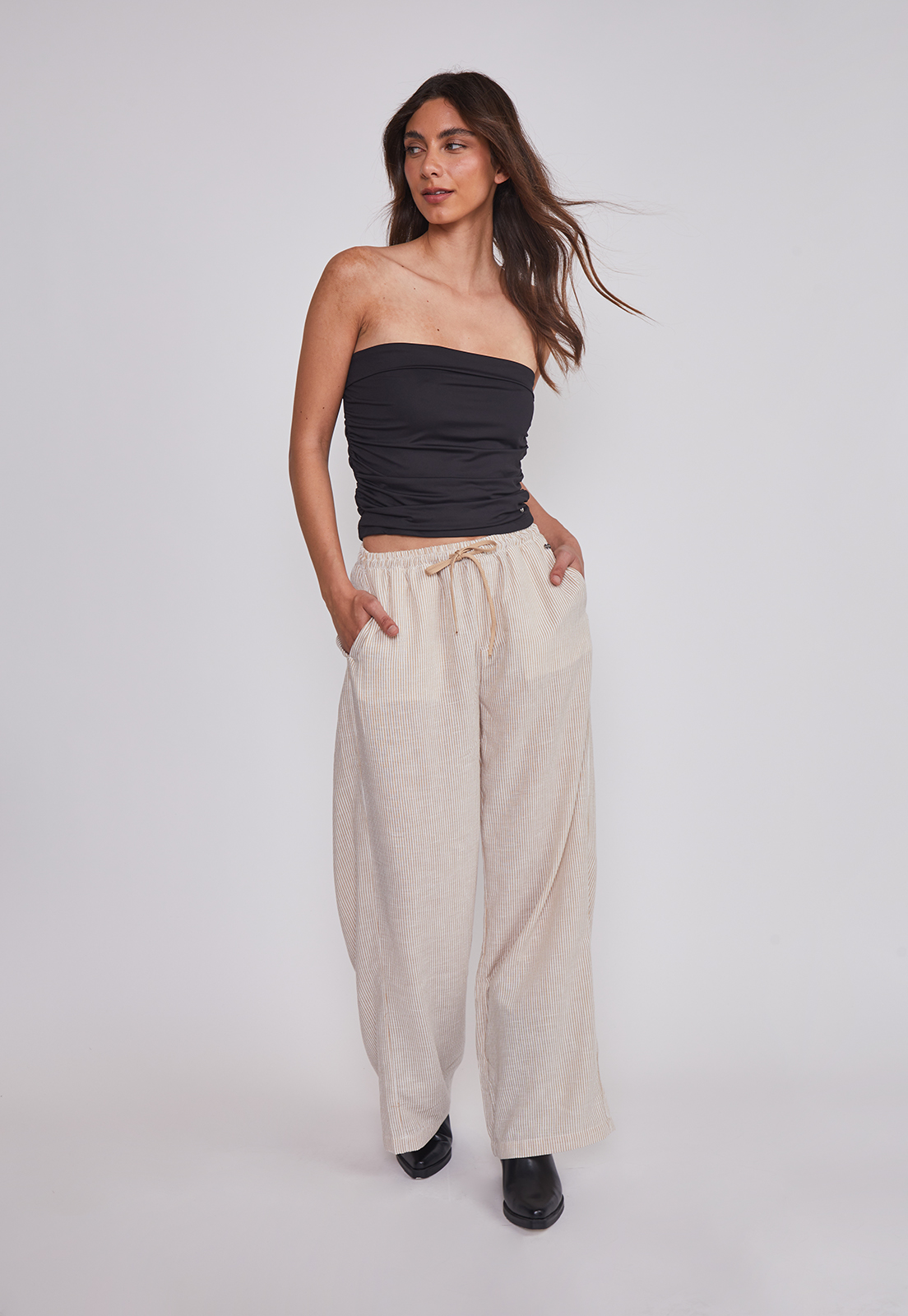 Pantalón Mujer Rustico Listado Beige Sioux 5