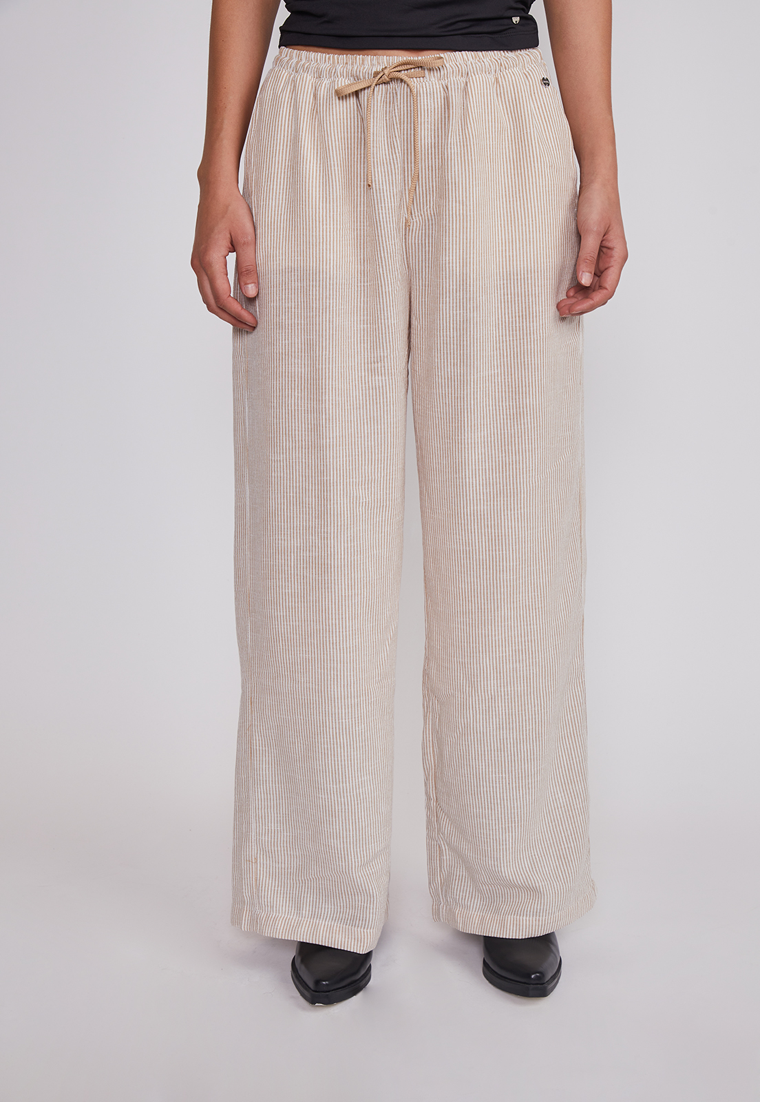 Pantalón Mujer Rustico Listado Beige Sioux 1