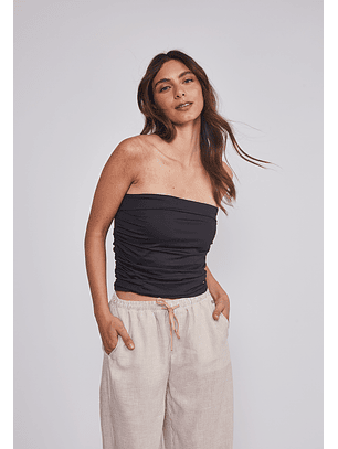 Peto Mujer Strapless Drapeado Negro Sioux