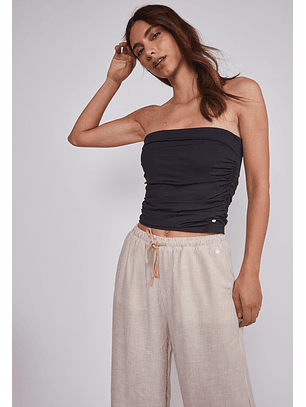 Peto Mujer Strapless Drapeado Negro Sioux