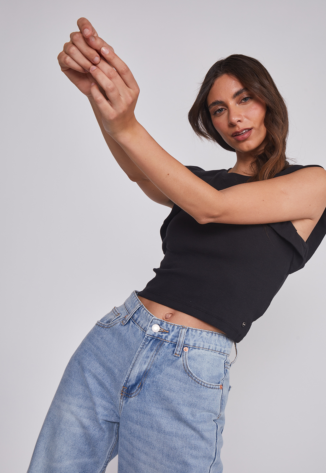 Polera Mujer Manga Vuelos Negro Sioux 4