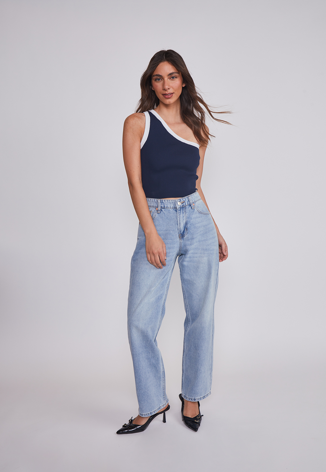 Peto Mujer Tejido asimétrico Azul Sioux 3