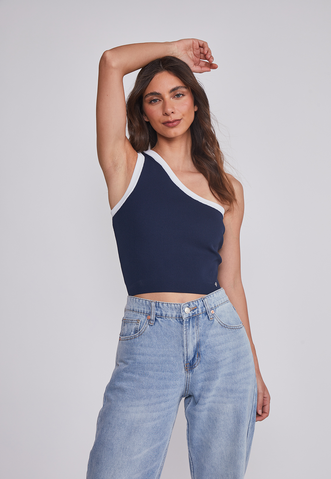 Peto Mujer Tejido asimétrico Azul Sioux 1