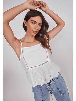 Blusa Mujer Pabilo Broderie Blanco Sioux