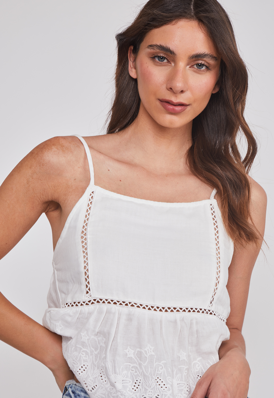 Blusa Mujer Pabilo Broderie Blanco Sioux 3