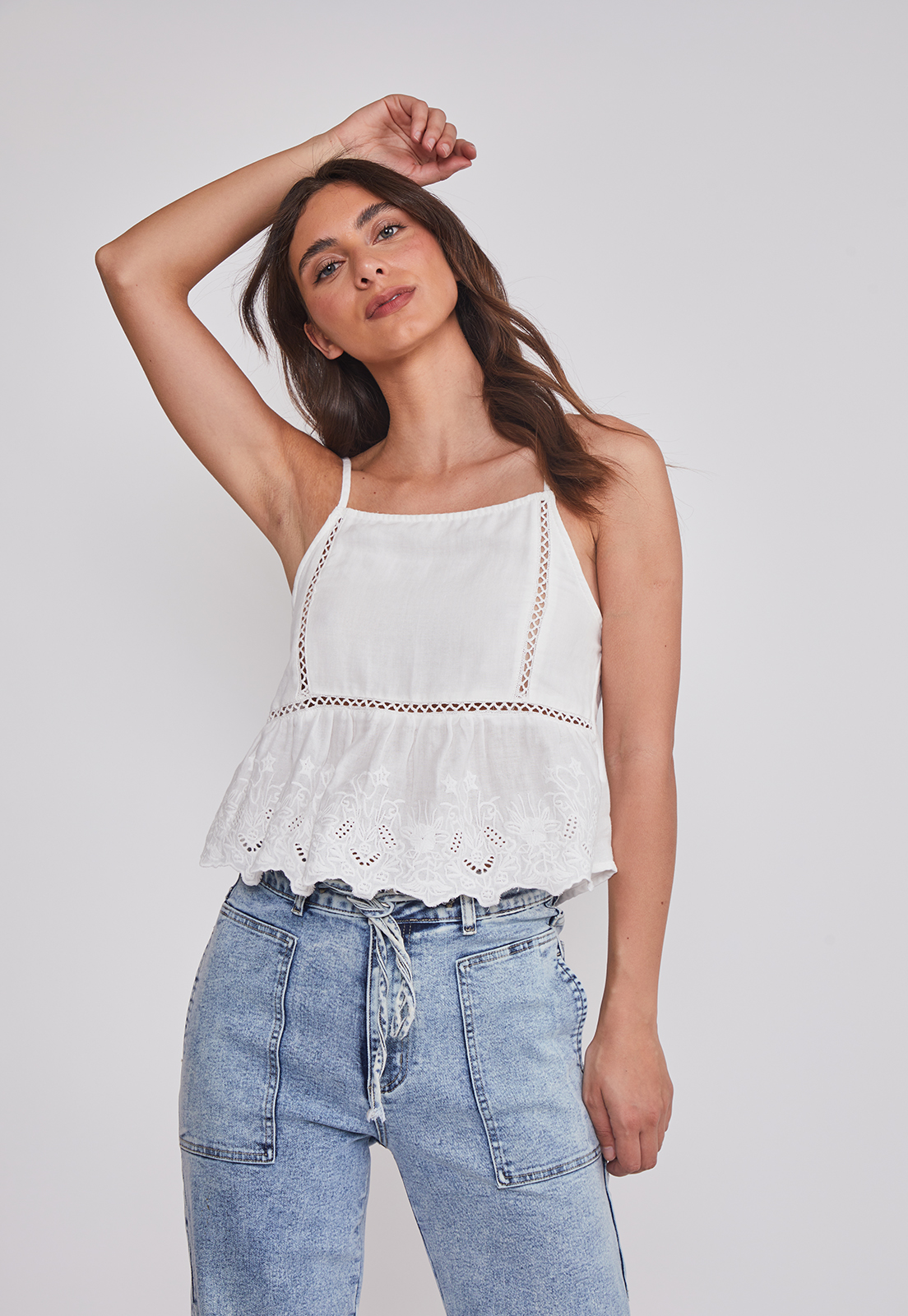 Blusa Mujer Pabilo Broderie Blanco Sioux 1