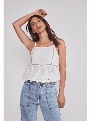 Blusa Mujer Pabilo Broderie Blanco Sioux