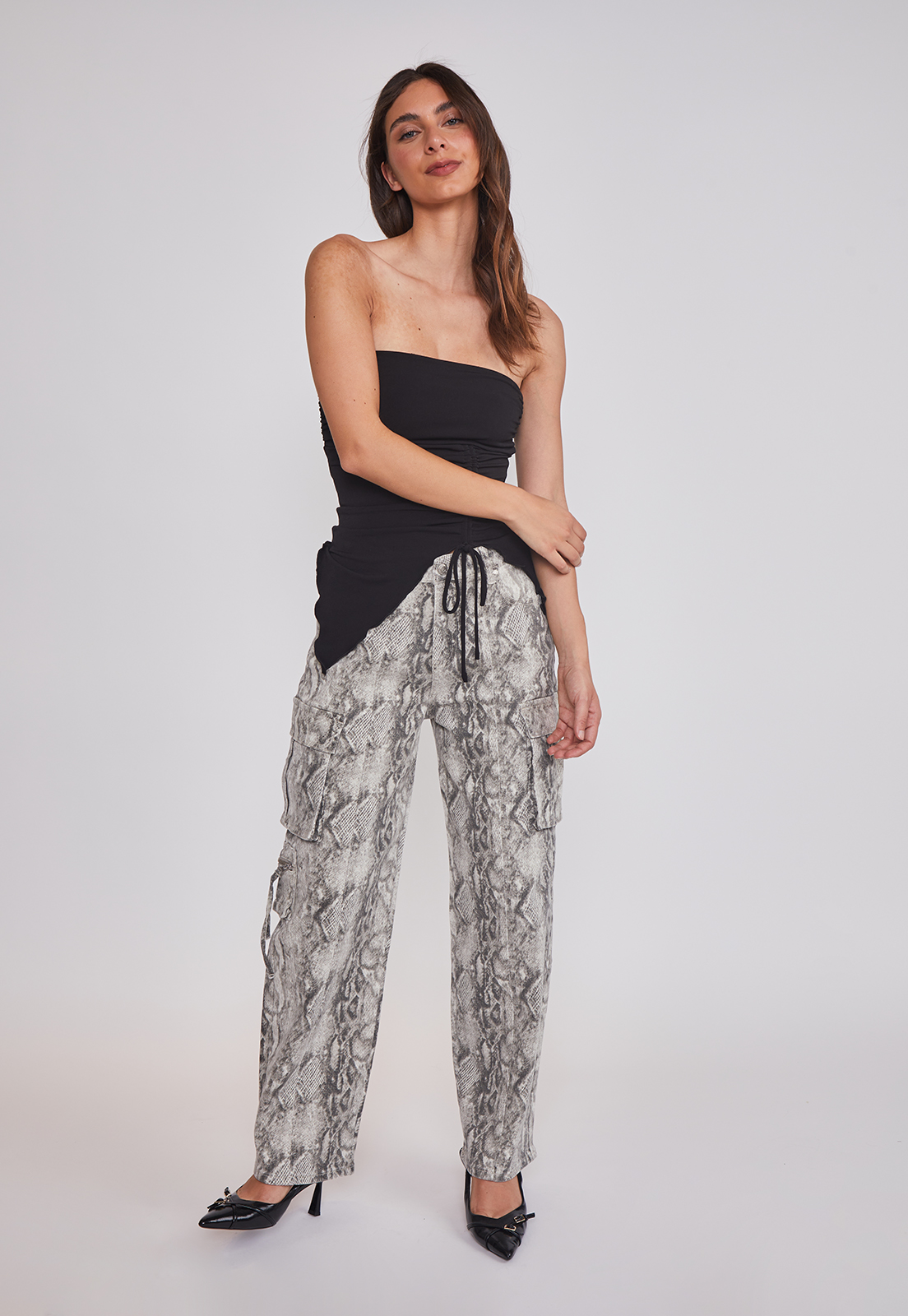 Pantalón Mujer Baggy Cargo Snake Gris Sioux 5