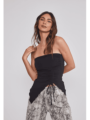 Peto Mujer Recogido asimétrico Negro Sioux