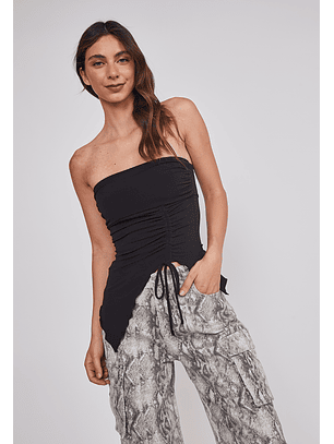 Peto Mujer Recogido asimétrico Negro Sioux