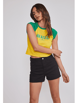 Short Mujer Tiro Alto Elasticado Negro Sioux