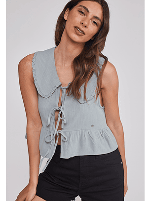 Blusa Mujer Lazos Cuello Verde Sioux