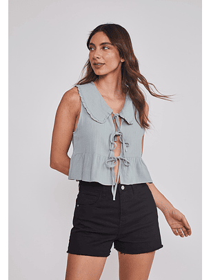 Blusa Mujer Lazos Cuello Verde Sioux