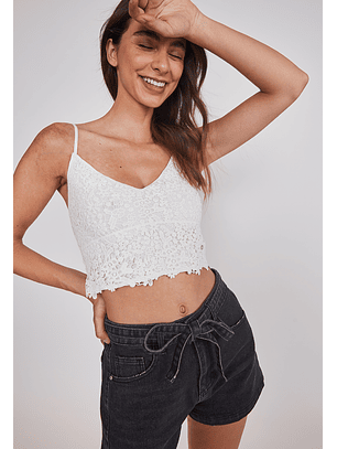 Peto Mujer Tejido Flor Blanco Sioux