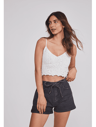 Peto Mujer Tejido Flor Blanco Sioux