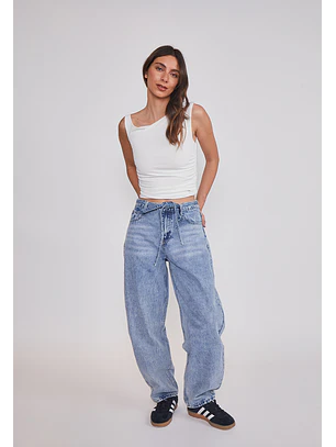 Jeans Mujer Balloon Lazo Azul Sioux