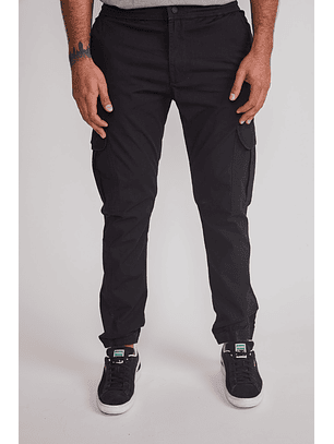Pantalón Hombre Jogger Cargo Negro Sioux