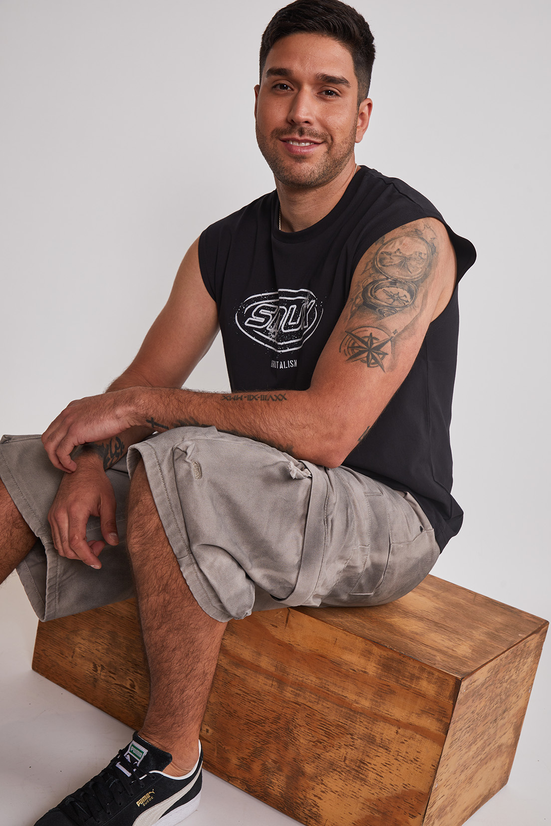 Bermuda Hombre Cargo Gris Sioux 3