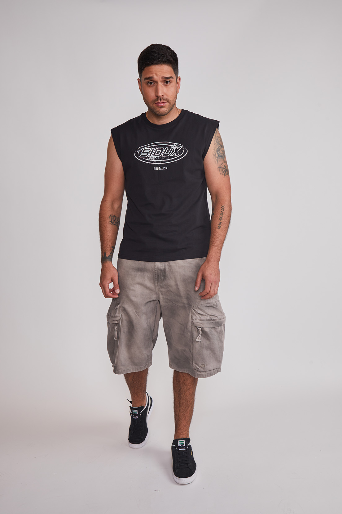 Polera Sin Manga Hombre Moda Negro Sioux 5