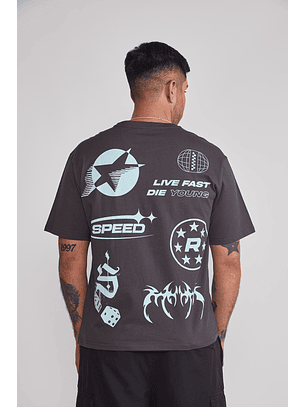 Polera Hombre Boxy Gris Sioux