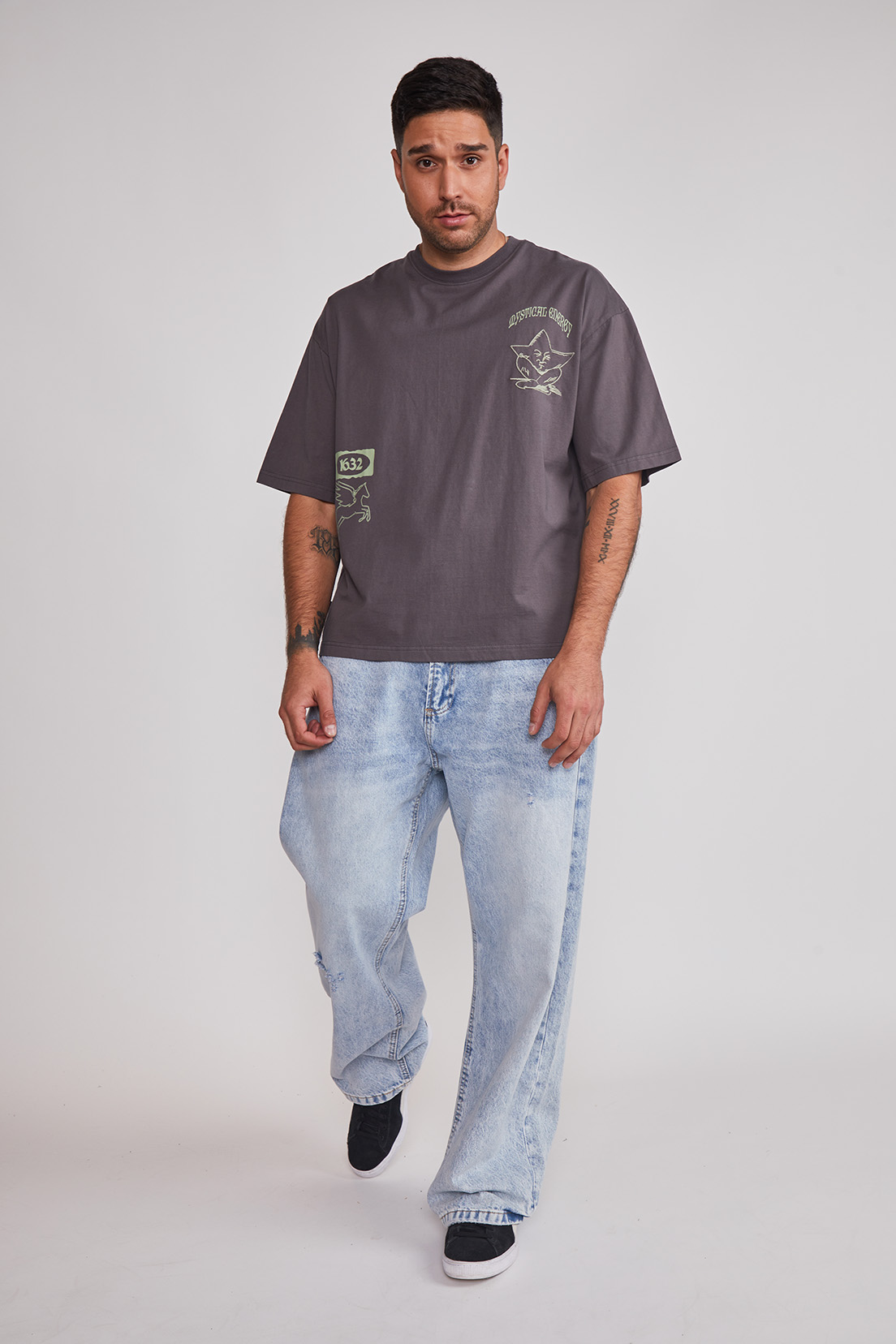 Polera Hombre Boxy Pegasus Gris Sioux 5