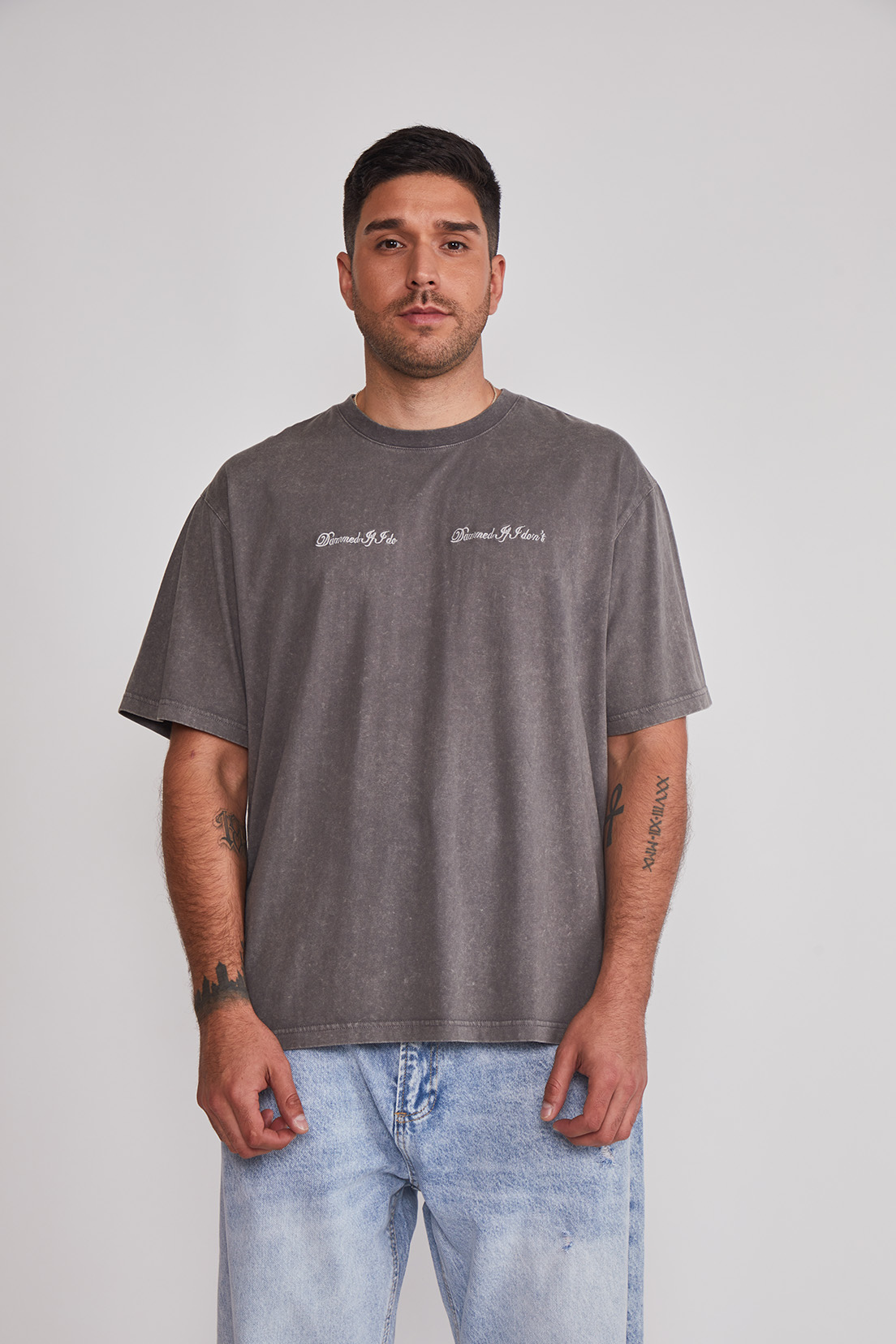 Polera Hombre Lavada Gris Sioux 1