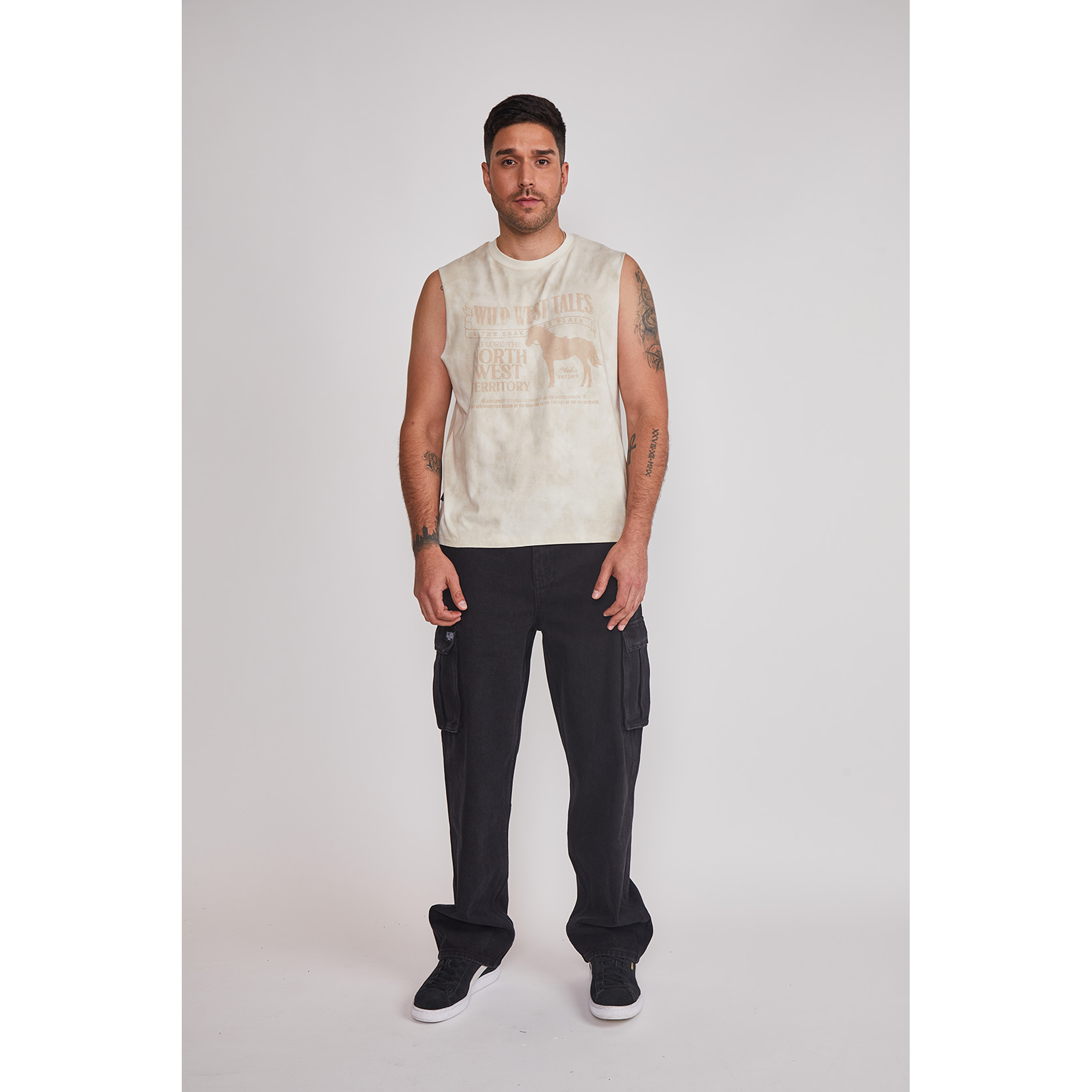 Jeans Hombre Baggy Cargo Negro Sioux 5