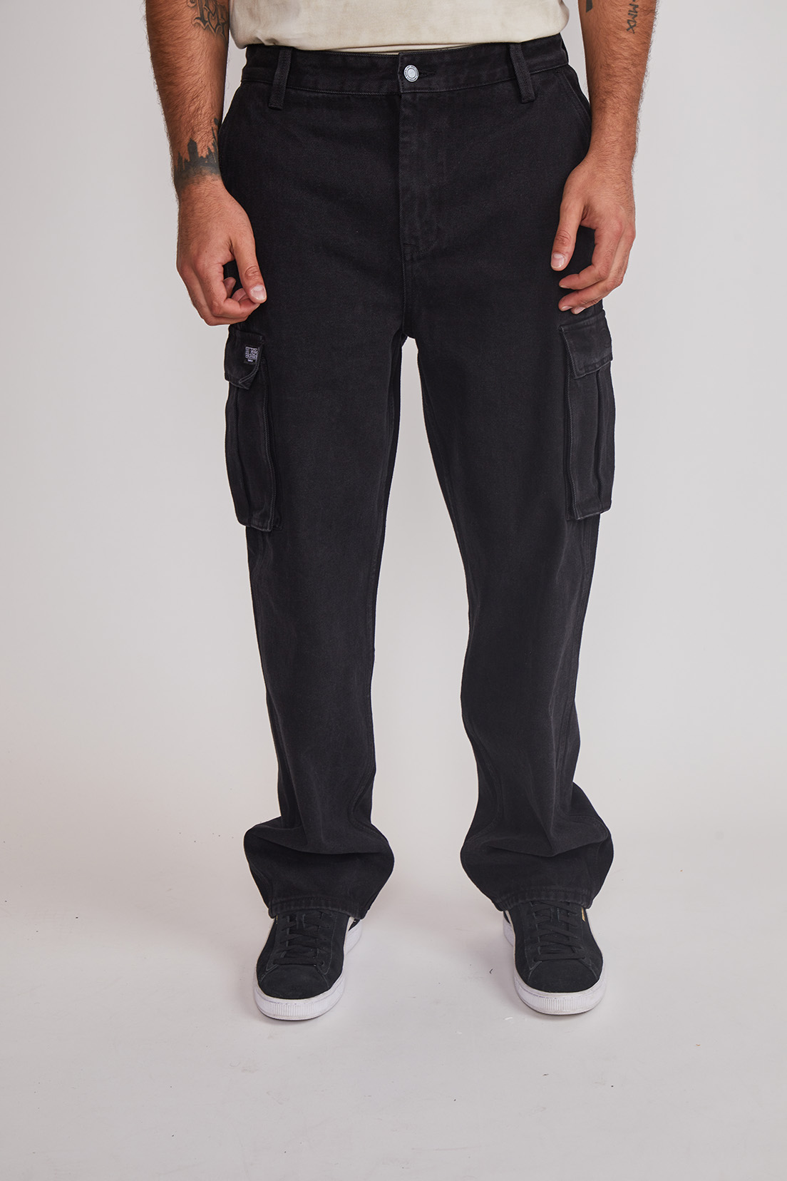Jeans Hombre Baggy Cargo Negro Sioux 1