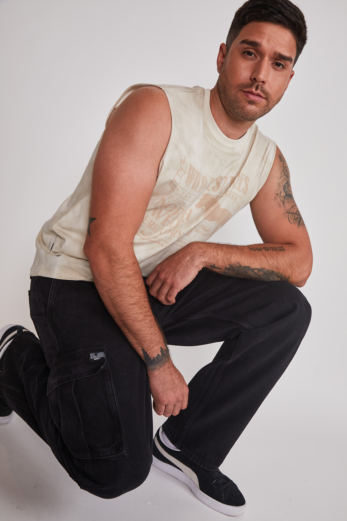 Jeans Hombre Baggy Cargo Negro Sioux 3