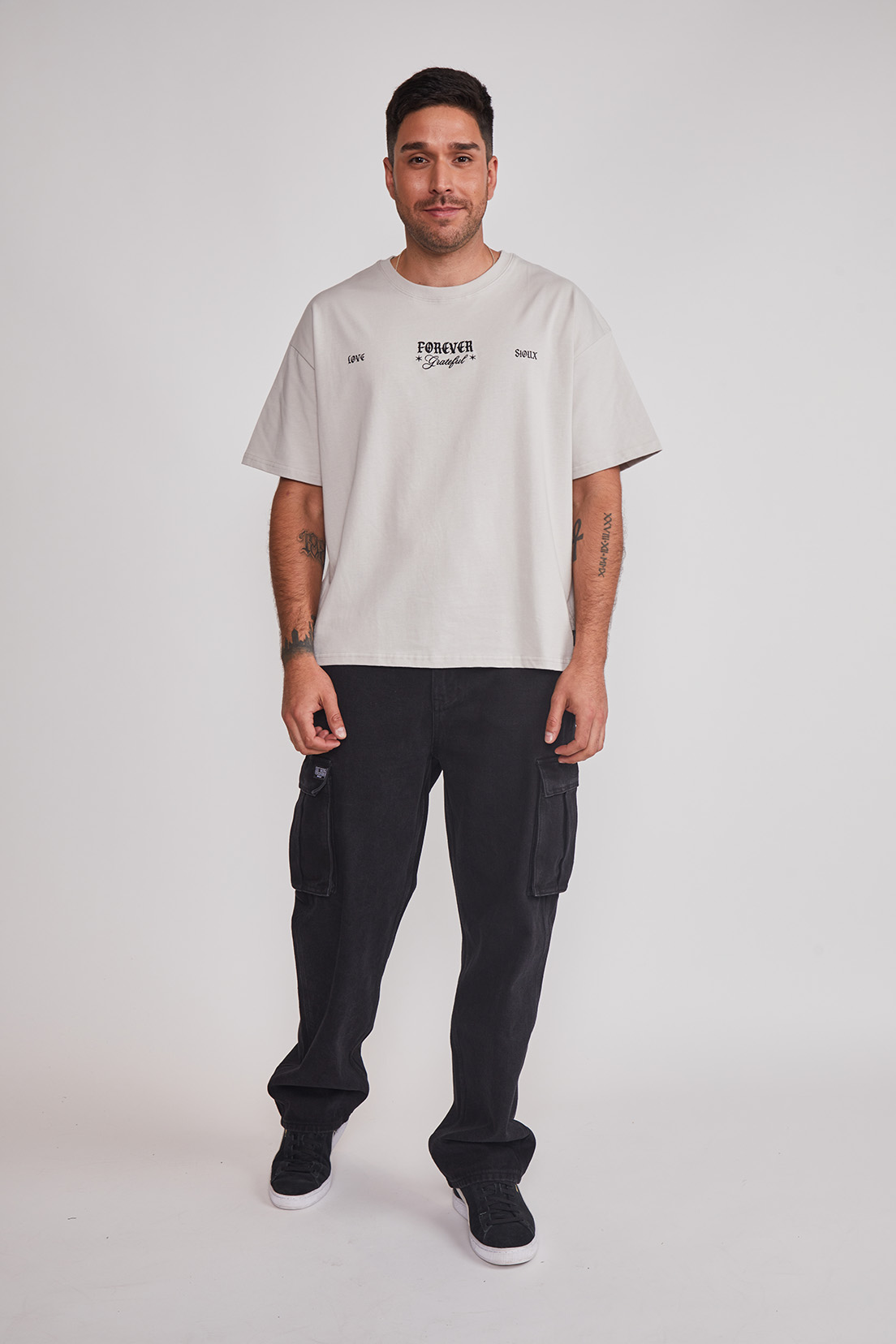 Polera Hombre Oversize Espalda Gris Sioux 5