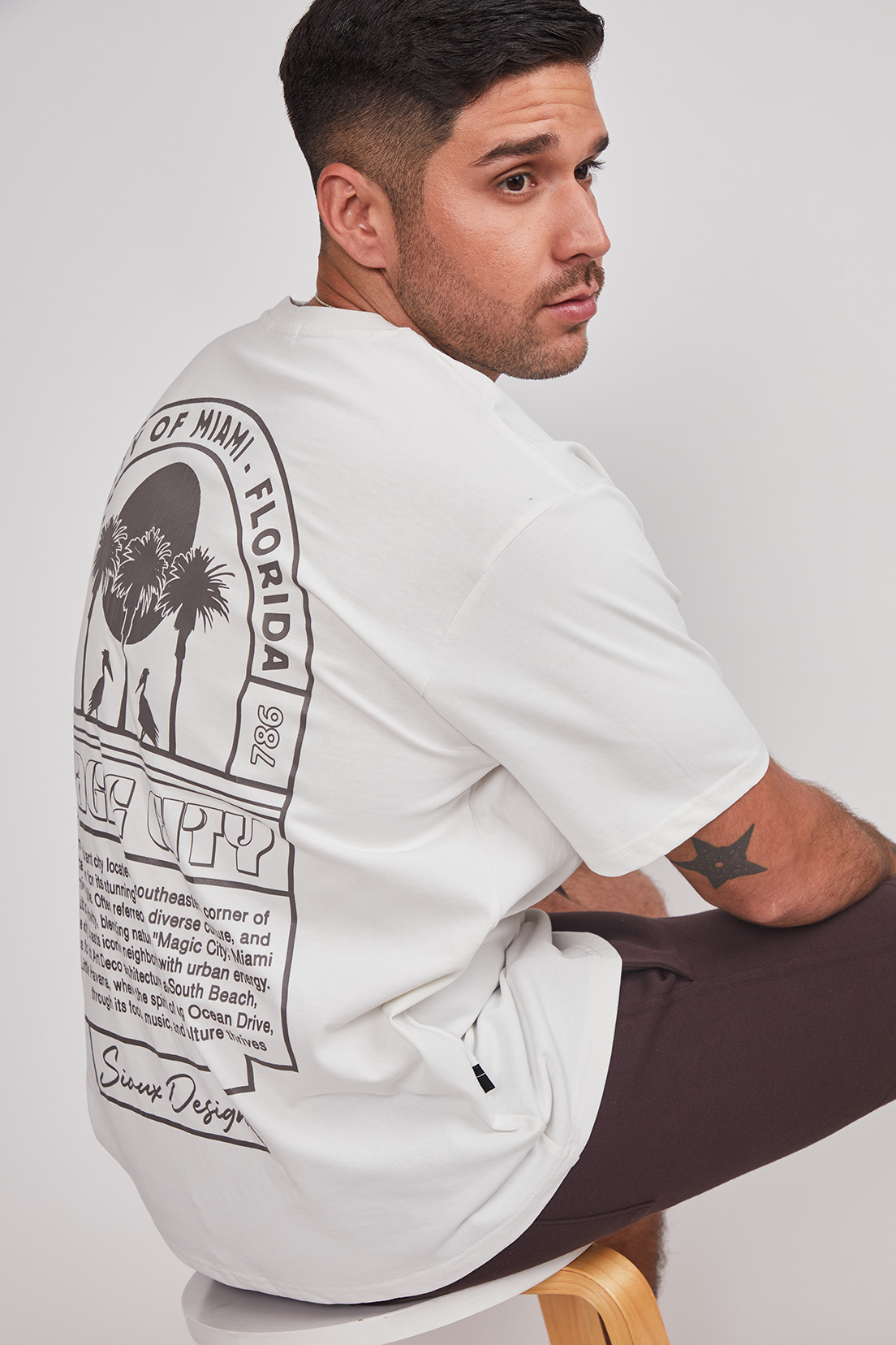 Polera Hombre Palmeras Crudo Sioux 5