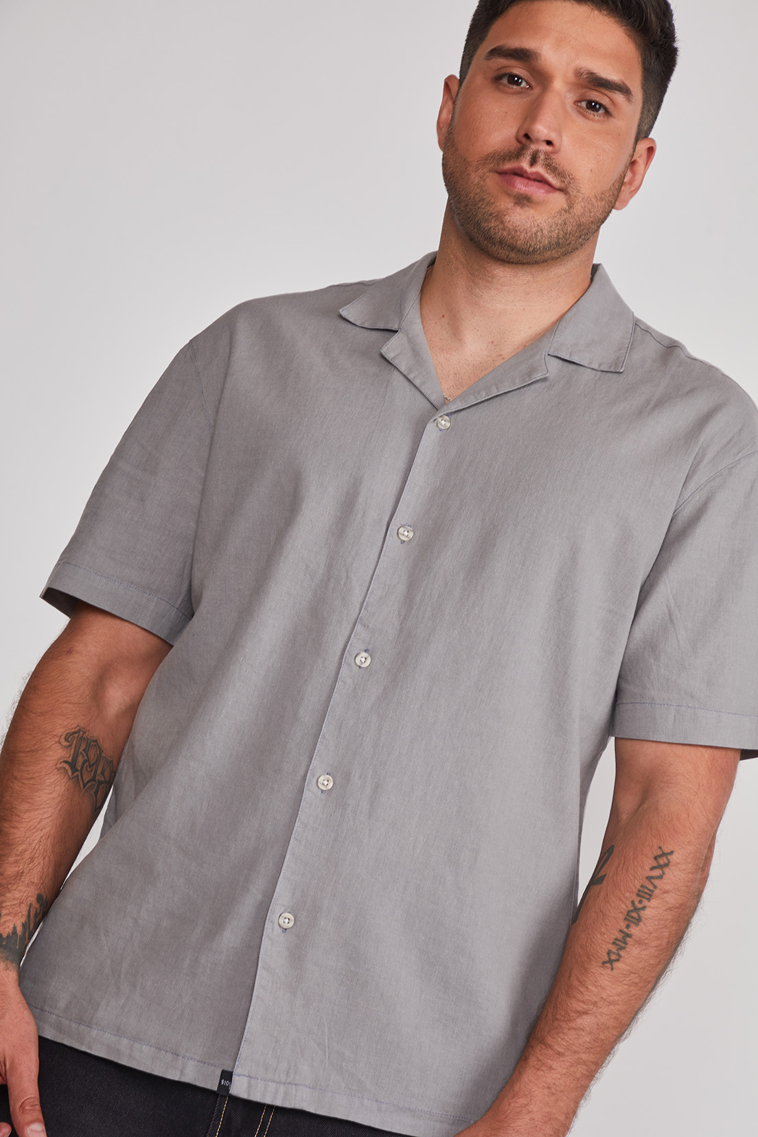 Camisa Hombre Lino Proceso Gris Sioux 4