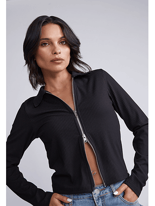 Polera Cierre Ajustable Negro Sioux