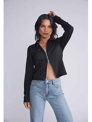 Polera Cierre Ajustable Negro Sioux