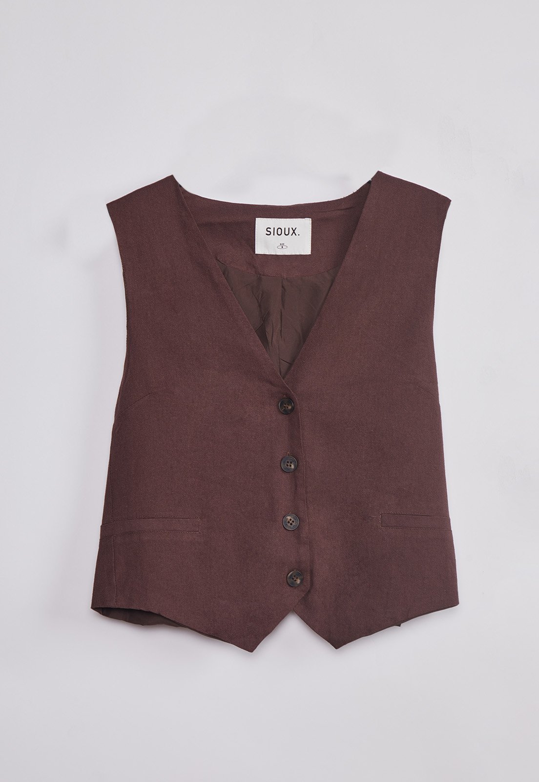 Chaqueta Mujer Sastrero Lino Café Sioux 1