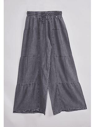 Pantalón Mujer Wide Leg Tencel Gris Sioux