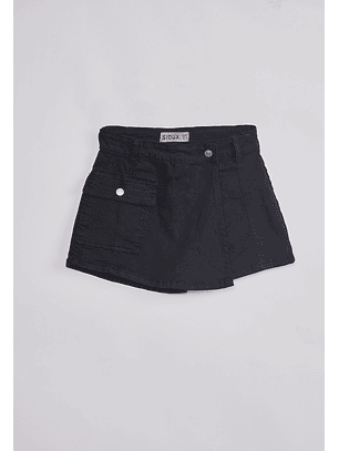Falda Short Mujer Cargo Negro Sioux