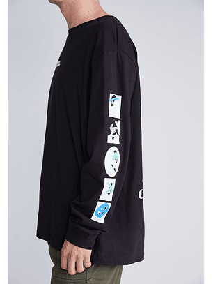 Polera Manga Larga Print Espalda Negro Sioux