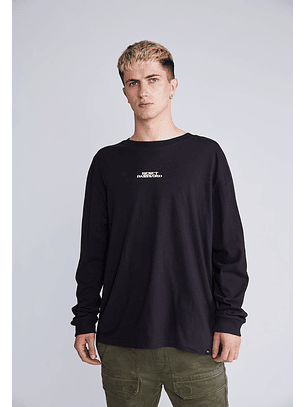 Polera Manga Larga Print Espalda Negro Sioux