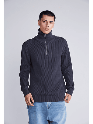 Sweater Cuello Alto Con Cierre Acero Sioux