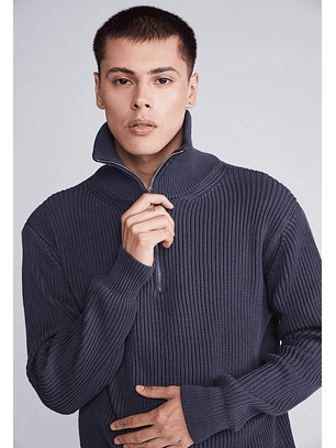 Sweater Cuello Alto Con Cierre Acero Sioux