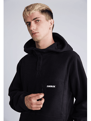 Polerón Con Gorro Y Broches Negro