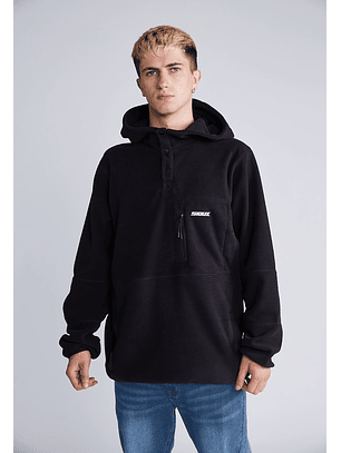 Polerón Con Gorro Y Broches Negro