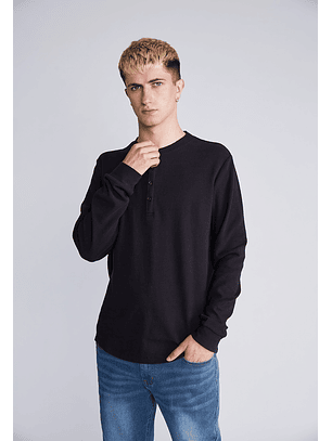 Polera Manga Larga Medio Cierre Negro Sioux