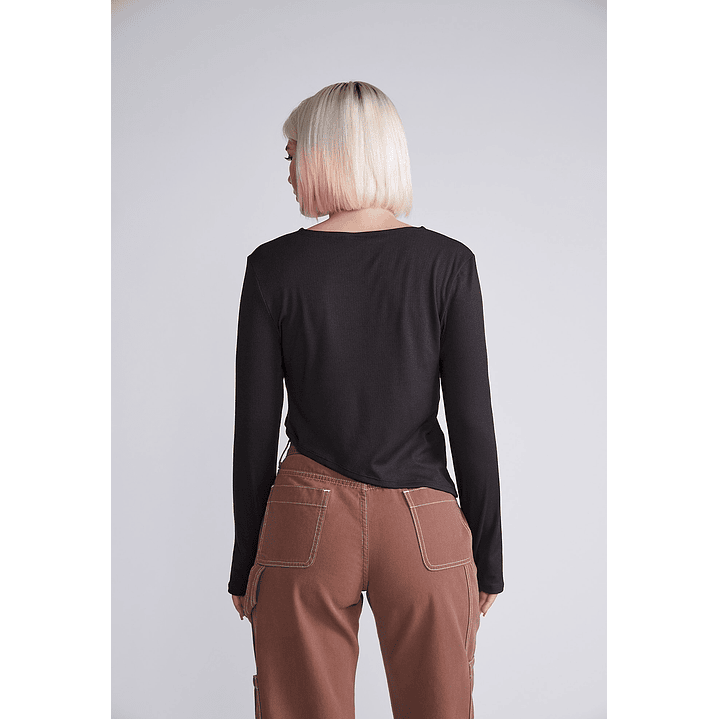 Polera Manga Larga Irregular Negro Sioux 3