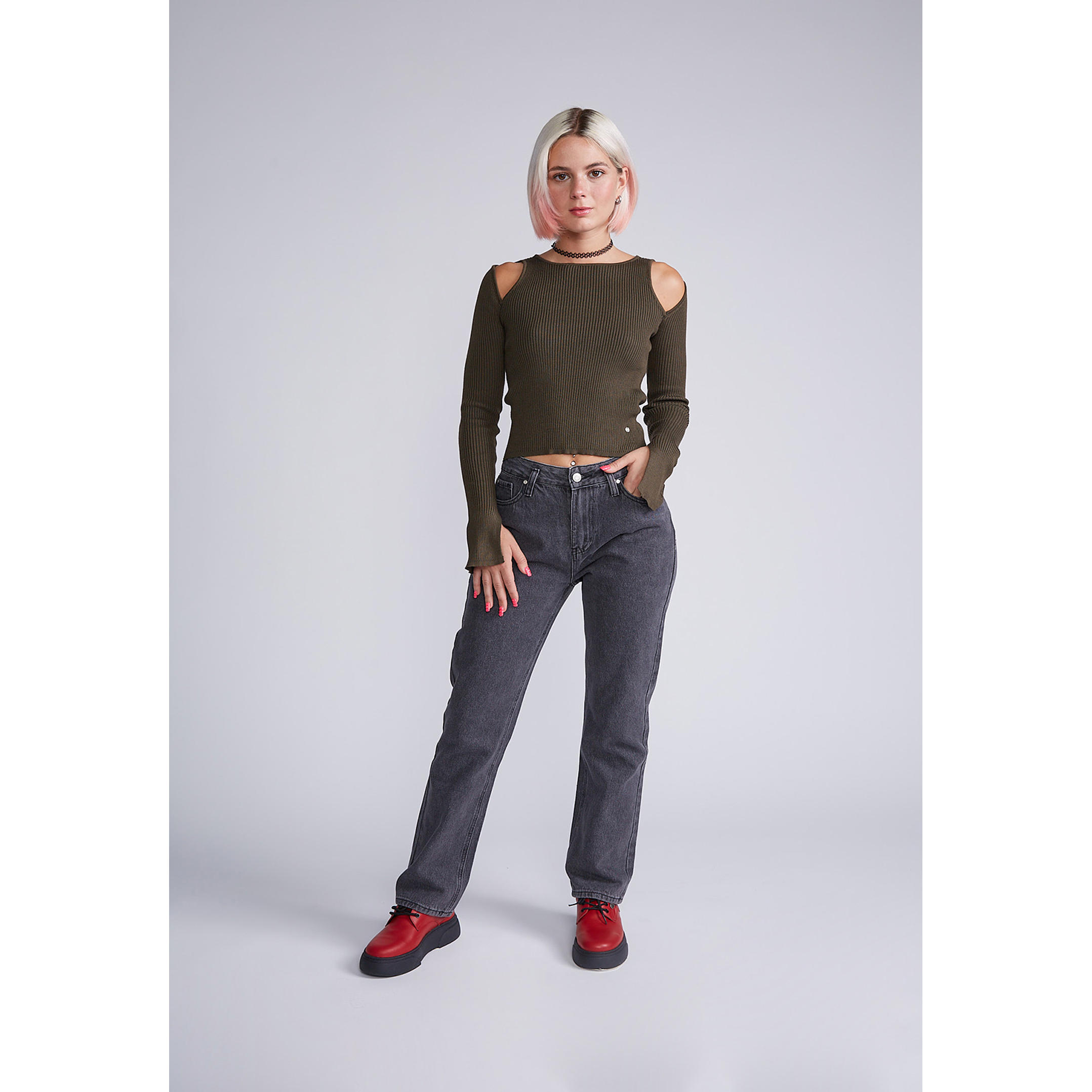 Polera Tejida Manga Abierta Ultra Larga Verde Sioux 4