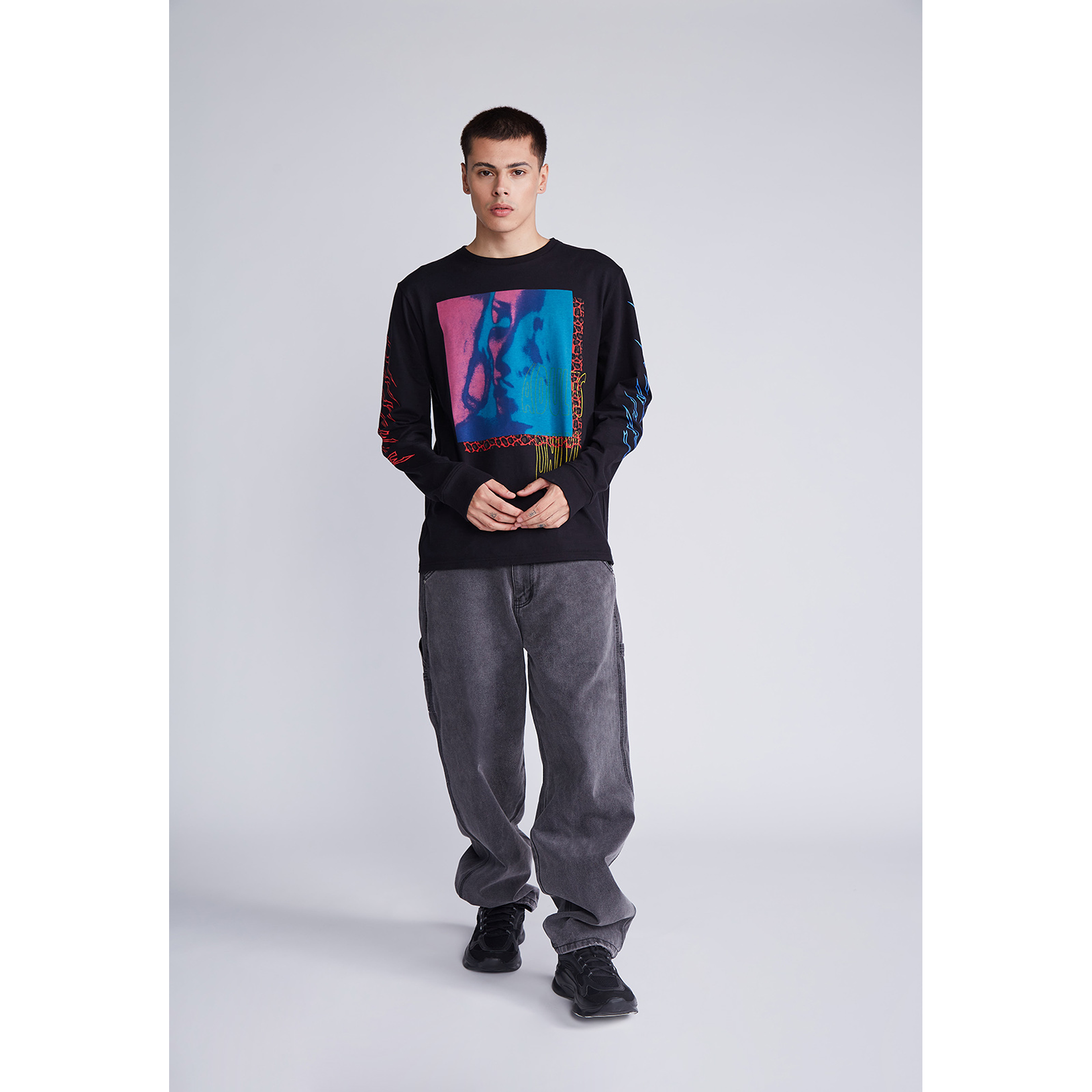 Polera Manga Larga Vintage Negro Sioux 4