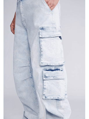 Jeans Maxi Cargo Celeste Sioux