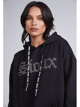 Polerón Canguro Strass Negro Sioux